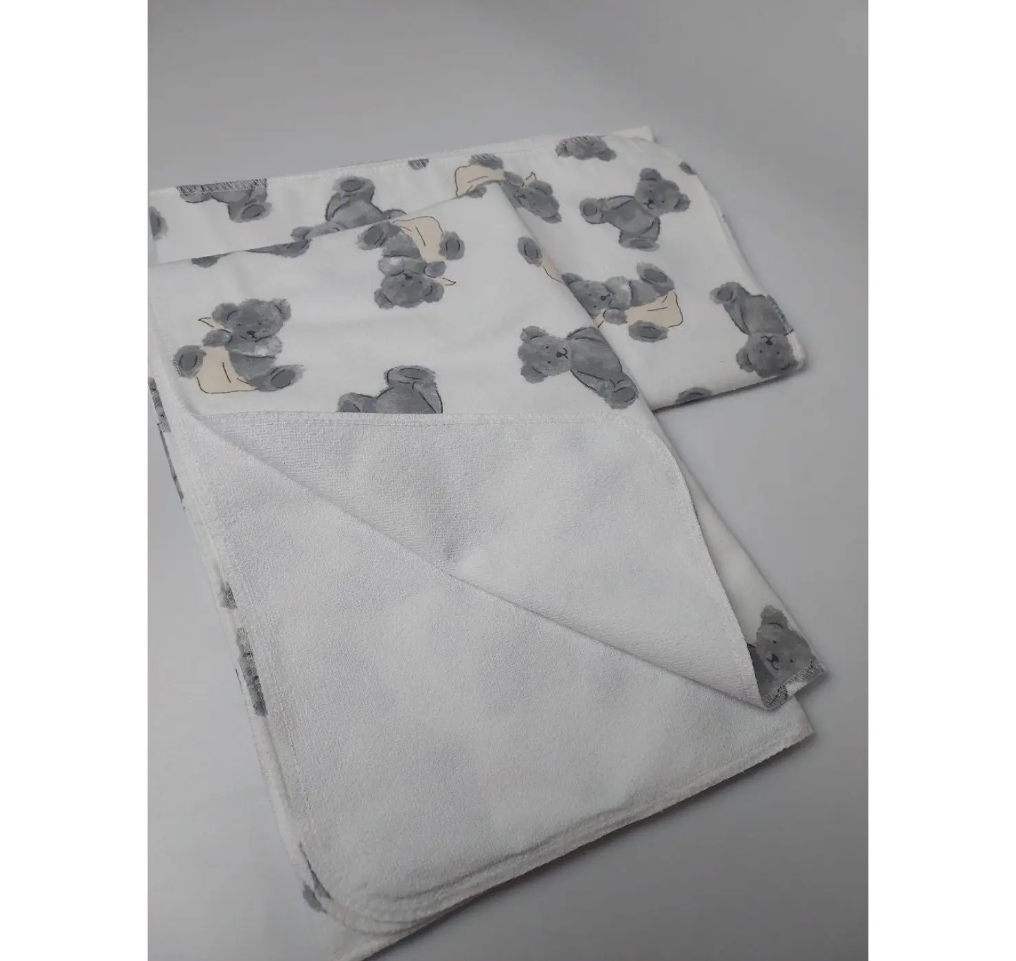 Пеленка непромокаюча байка. Розмір: 90/70. Колір: Білий/Сірий. Home.mama. вид 2