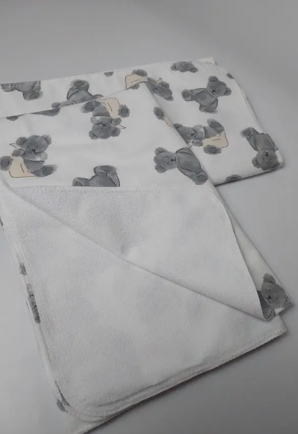 Пеленка непромокаюча байка. Розмір: 90/70. Колір: Сірий. Принт: Ведмедики з хусточкою. Home.mama.
