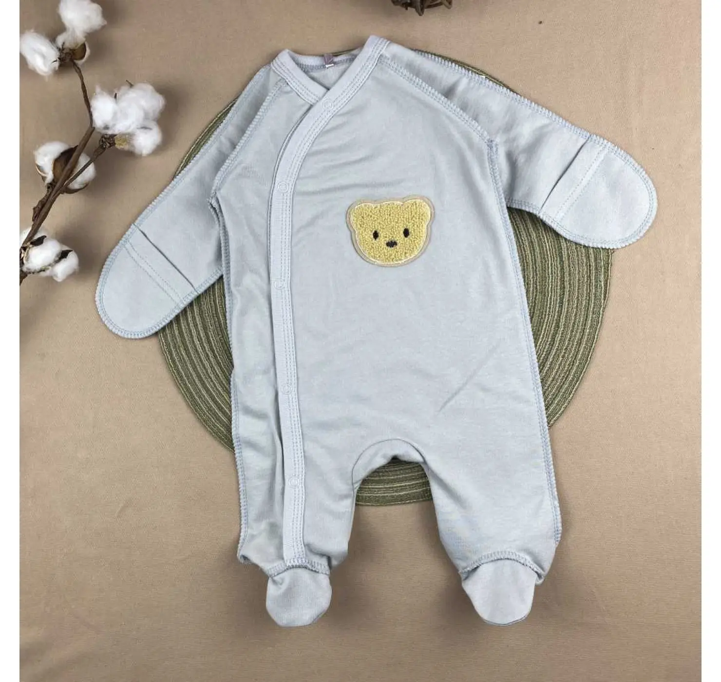 Теплий чоловічок ясля Ведмедик. Розмір: 56 | Матеріал: Футер-начіс | Колір: Сірий. Sweet Mario