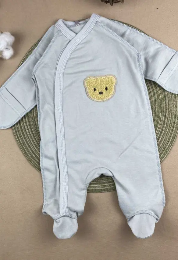 Теплий чоловічок ясля Ведмедик. Розмір: 56 | Матеріал: Футер-начіс | Колір: Сірий. Sweet Mario