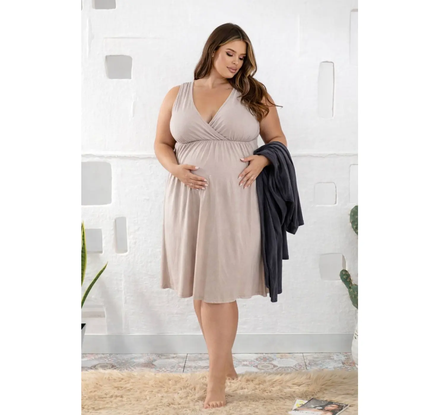 Сорочка для вагітних та годуючих . Колір: Капучино.| Розмір: 60/62. Home.Мama