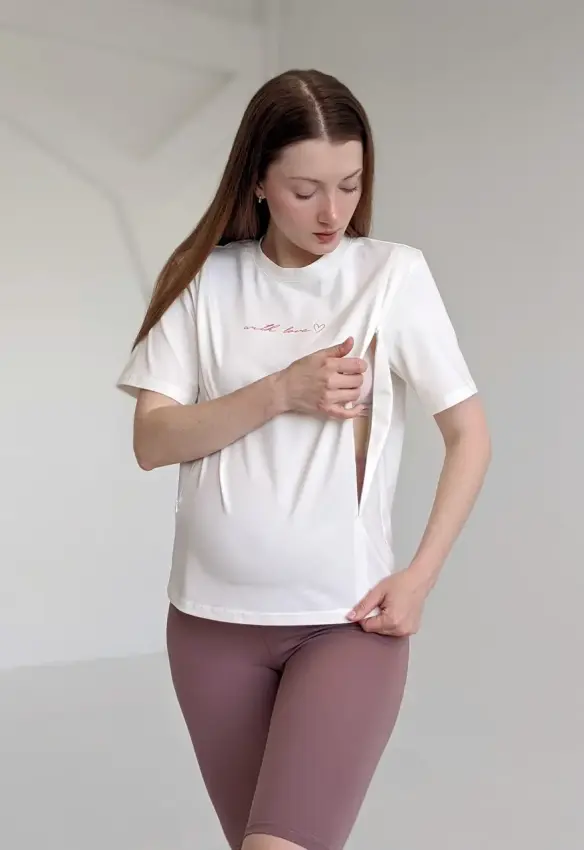 Футболка для годуючих мам WITH LOVE . Колір: Молочний. Розмір: 54/56. DIVATEX