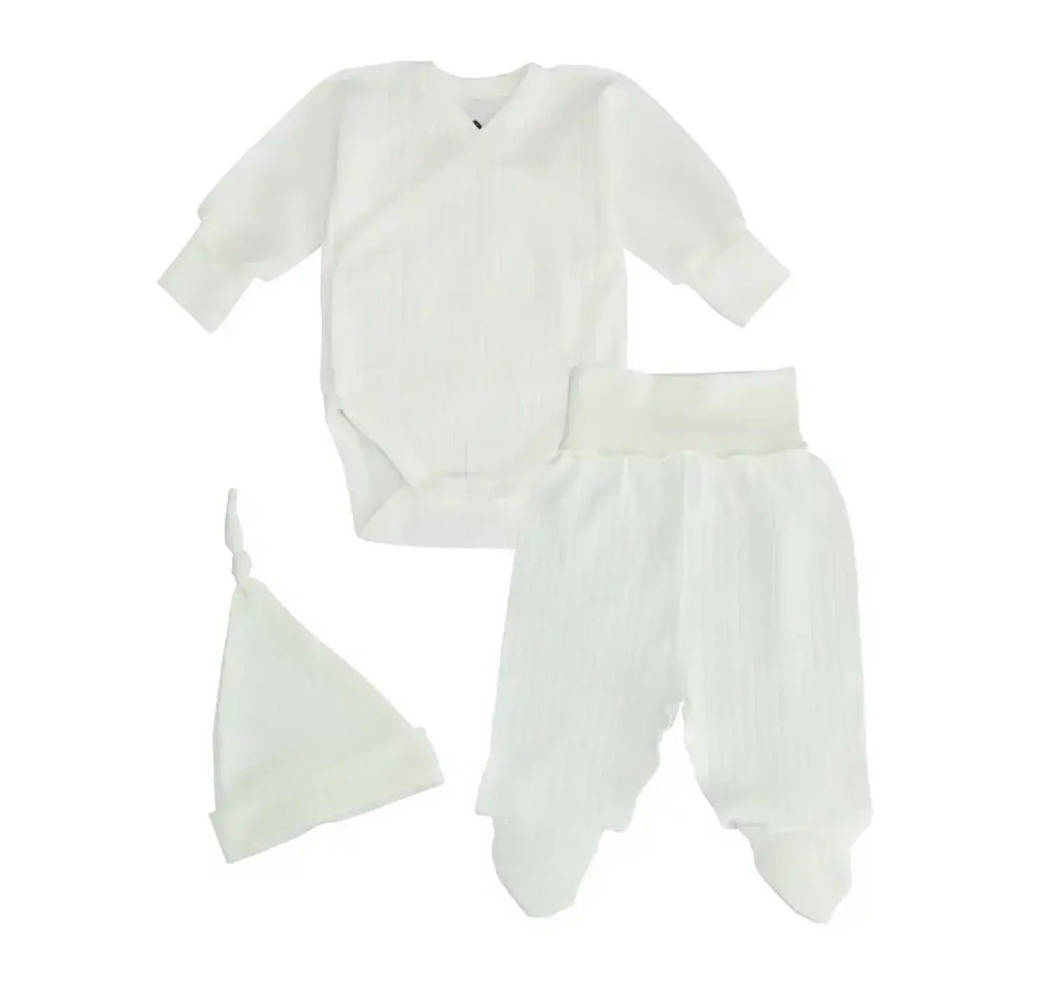 Комплект   (Боді, повзунки, шапочка). Розмір: 50 | Колір: Молочний. MiNiKIN