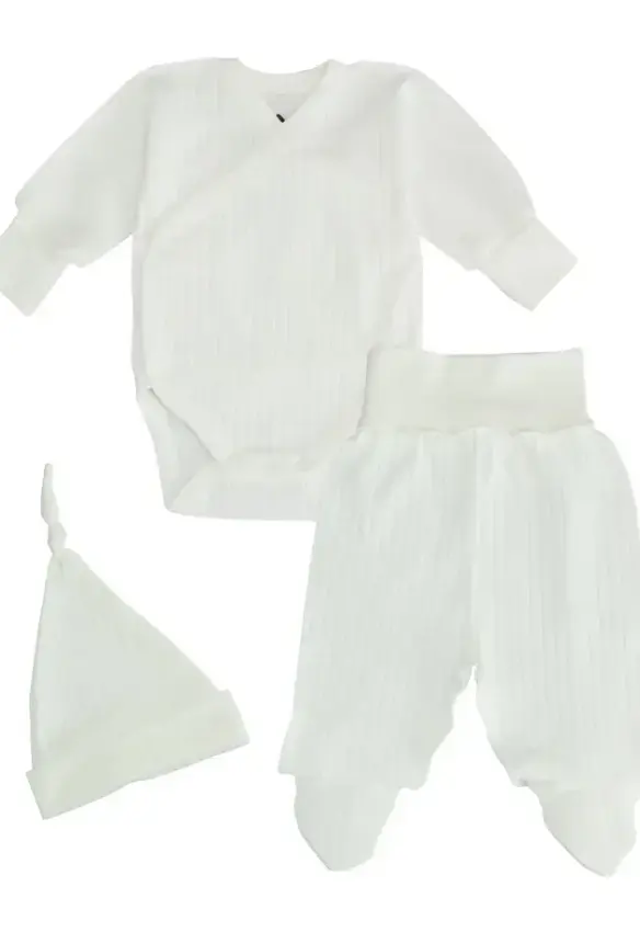 Комплект   (Боді, повзунки, шапочка). Розмір: 50 | Колір: Молочний. MiNiKIN