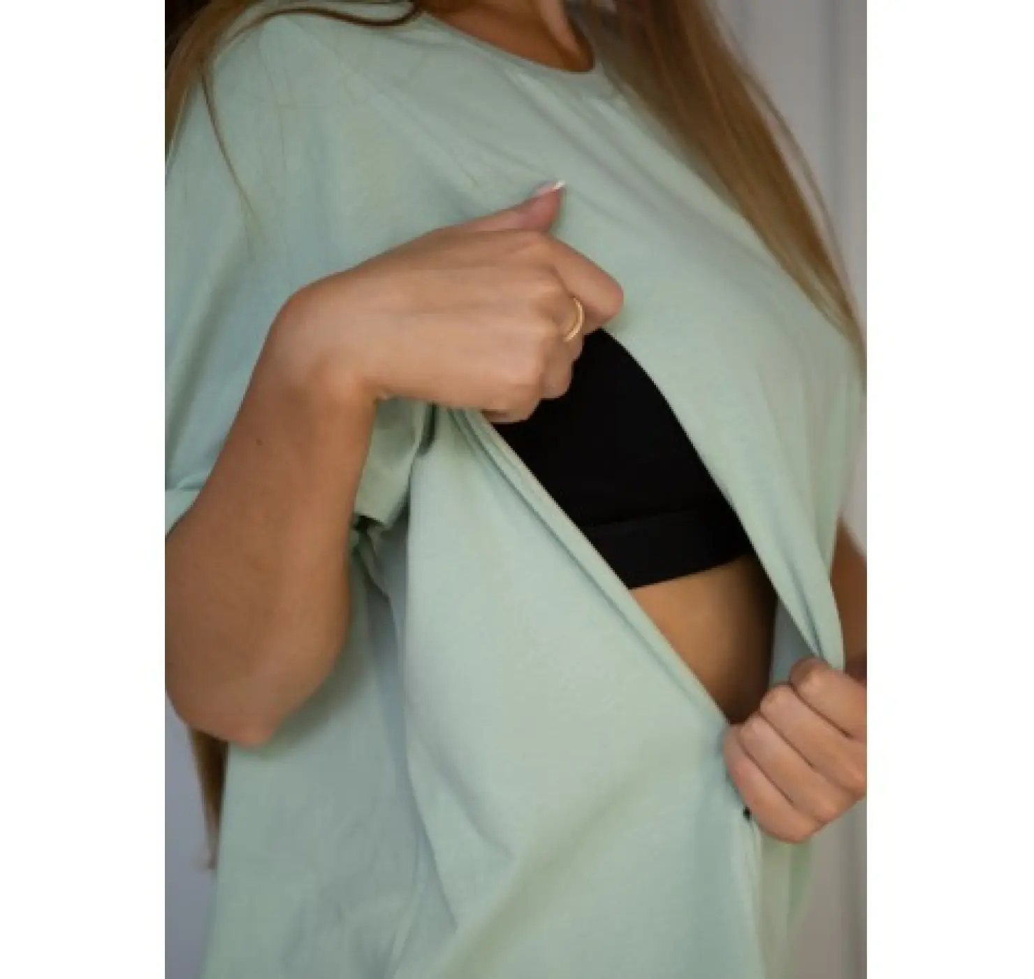 Футболка для вагітних оверсайз з секретом для годування . Колір: Червоний. Happy Nenia вид 4